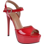 Resim Pullman Yüksek Topuk Platform Taban Kadın Topuklu Ayakkabı PL-290 KIRMIZI RUGAN 