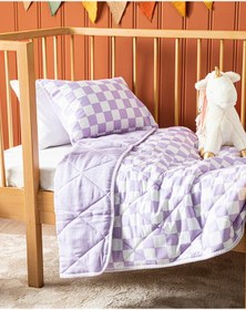 Resim English Home Kareli Pamuklu Müslin Bebe Yorgan Set Lila 