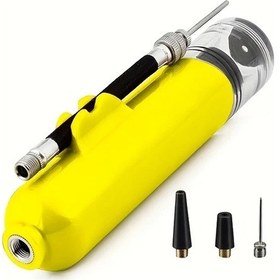 Resim Elmpaly Sarı + 3 Hava İğneli Taşınabilir El Pompası - Bisiklet, Basketbol, Futbol İçin Manuel Şişirme Cihazı 