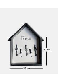 Resim Dekoratif Dikdörtgen Anahtar Askısı Anahtarlık Siyah 