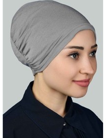 Resim Altobeh Hazır Pratik Geçmeli Lastikli Tesettür Bone - Gri 