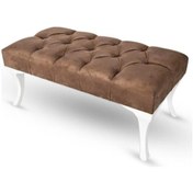 Resim Kapitoneli Bench Puf Kahverengi 
