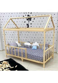 Resim Markaawm Markaawm Montessori Yatak Çatılı Karyola Doğal Çam Eda Akçaağaç 