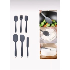 Resim 6lı Yanmaz Yapışmaz Isıya Dayanıklı Mutfak Pasta Slikon Yumurta Fırçası Kaşık Bıçak Spatula Seti 