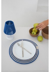 Resim Saks Mavisi Krem Makrome Amerikan Servis 2'liörme Supla Saks Mavisi 