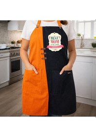 Resim Bk Gift Kişiye Özel Anneler Günü Tasarımlı Turuncu & Siyah Mutfak Önlüğü -4, Aşçı Ve Şef Önlüğü, Ev Hediyesi Kobitmeyencom36640 Bk Gift Renkli 