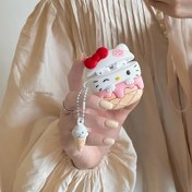 Resim Anahtarlık ile sevimli çizgi film kulaklık saklama kutusu, düşmeye karşı dayanıklı ve dayanıklı, Hello Kitty dondurma şeklindeki silikon koruyucu kılıf ile AirPods Pro için uygun 