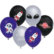 Resim Balonevi Balon 4+1 Kozmik Galaksi Baskılı 12" 8 Li 