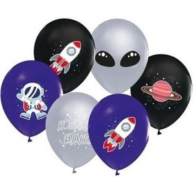 Resim Balonevi Balon 4+1 Kozmik Galaksi Baskılı 12" 8 Li 