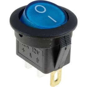 Resim Mr-131a Yuvarlak Mavi Işıklı Anahtar On-off 3 Bacaklı 12volt Mavi 