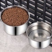 Resim Geniş Kapasiteli Köpek Kasesi Derin Asılı Paslanmaz Çelik Evcil Hayvan Kasesi Kedi ve Köpek Besleyici Besleme Kasesi Yiyecek ve Su Bardağı Su Dağıtıcısı Köpek Kafesi Büyük Kapasiteli Besleyici Kombinasyonu 