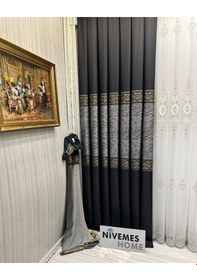 Resim Nivemeshome Likya Ft632120 V-902 Siyah 1/3 Sık Pileli Fon Perde Apm Siyah 