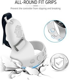 Resim Controller Grips Cover for Oculus Quest 2, GRADETEK Silicone Anti-Throw Grips Cover with Adjustable Knuckle Straps, Protector for Oculus Quest 2 Accessories 
