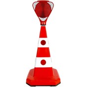 Resim İleri Trafik Solar Kırmızı Üçgen Flaşörlü Ultra Kedi Gözlü Ağırlıklı Trafik Koni Seti Trafik Dubası 