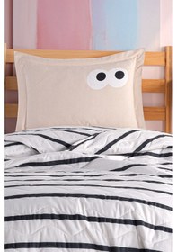 Resim Kapitone Yatak Örtüsü Seti Tek Kişilik Funny Kahve Siyah 