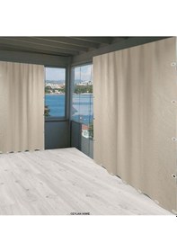 Resim Gencer Home Balkon Perdesi Kuş Gözü Ölçü Seçenekli Düz Krem Krem 