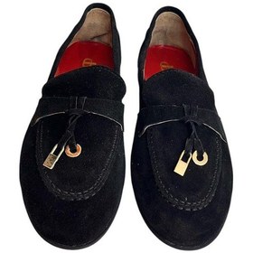 Resim Tufan Shoes Siyah Hakiki Süet Deri Loafer Siyah 