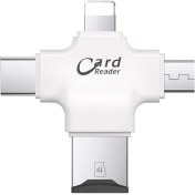Resim Gn-24 Otg 4 In 1 Micro USB Flash Disk Type C Mikro Sd Kart Okuyucu Ios Iphone Android (Beyaz) 