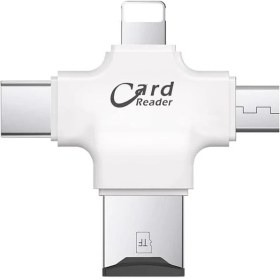 Resim Gn-24 Otg 4 In 1 Micro USB Flash Disk Type C Mikro Sd Kart Okuyucu Ios Iphone Android (Beyaz) 