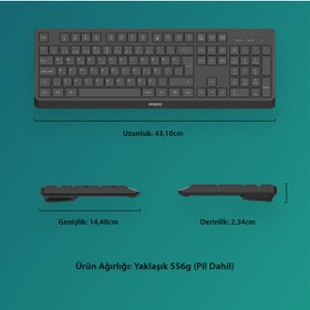 Resim Philips SPK6368 Kablosuz Türkçe Q Klavye Siyah 