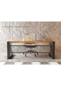 Resim Ntconcept Alfa Açık Ceviz Renk Masif Ağaç Ofis ve Çalışma Masası - Ebat Seçenekli 