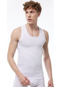 Resim Malabadi Erkek Beyaz 2 Li Paket Pamuk Elastan Rambo Sporcu Atleti 094 Beyaz 