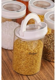 Resim Lengo 6'lı 1200 Ml Mühürlü Vakumlu Borosilikat Cam Erzak Saklama Kavanozu Şeffaf Beyaz 