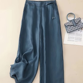 Resim Kadınların Yüksek Bel Geniş Bacaklı Pantolonları - Zarif Düz Renk, Bol Kesim, Rahat Stil, Bahar/Yaz/Sonbahar için Mükemmel, Konforlu Kumaş, Rahat Giyim için İdeal, Rahat Giyim Pantolonları | Yüksek Bel Tasarımı | Konforlu Kumaş 