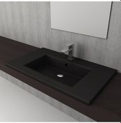 Resim Bocchi Milano 80 CM Etajerli Lavabo Mat Siyah 