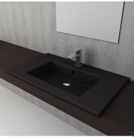 Resim Bocchi Milano 80 CM Etajerli Lavabo Mat Siyah 