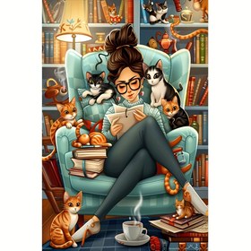 Resim DIY 5D Elmas Boyama Kiti - Ev Kızı Teması, Tam Matkap Akrilik Yuvarlak Tuval, Nakış Çapraz Dikiş El Sanatları, Çerçevesiz Duvar Dekoru Hediye, 20x25cm, 30x40cm, 40x50cm Boyutlarında Mevcut 