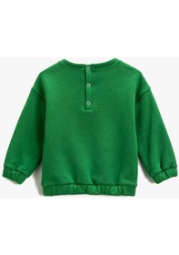 Resim Koton Ayıcık Aplike Detaylı Sweatshirt Çıtçıtlı Yeşil 3wmb10267tk 3WMB10267TK824 Yeşil 