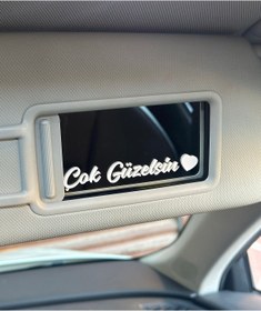 Resim 3dbaydesign Çok Güzelsin Oto Makyaj Aynası sticker 10x1.2 cm 