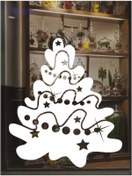 Resim Teknik Reklam Dekoratif Noel Çam Ağacı Cam Sticker Yeni Yıl Yılbaşı Sticker Yılbaşı Dekoru Beyaz 