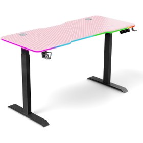 Resim Karr Gaming G-Flex Elektrikli Yükseklik Ayarlı RGB Aydınlatmalı Oyuncu Masası - 140x60 - Pembe 