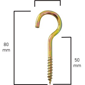 Resim Alet Çantam Piton 22 x 130 Çengel 8 cm Vidalı Askı Eğri Se Demir Duy Kanca - 10 Adet 