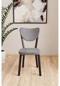 Resim Elma Tekli Mutfak Yemek Masası Sandalyesi Gri 