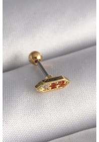 Resim 316l Çelik Gold Renk Turuncu Zirkon Taşlı Tragus Piercing - Özel Seri Bzsurn009474 Altın 