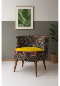 Resim Azra Mobilya Sydney Modern Desenli Döşemeli Berjer Renkli Tasarım, Konforlu, Dekoratif Tekli Koltuk Sarı Renkli-sarı 