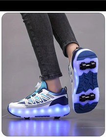 Resim Pixy Mavi 4 Tekerlekli Şarjlı Işıklı Patene Dönüşen Ayakkabı 