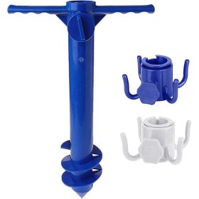 Resim 2025 Ağır Hizmet Tipi Plaj Şemsiyesi Kum Çapası, Şemsiye Tutucu Standı, 2 Adet 4 Uçlu Plaj Şemsiyesi Askı Kancalı Plaj Şemsiyesi Seti Diğer 