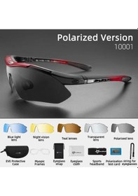 Resim Rockbros Polarize %100 Uv Korumalı Kırmızı 5 Lensli Bisiklet Spor Dağ Kayak Gözlüğü Kırmızı - Siyah 