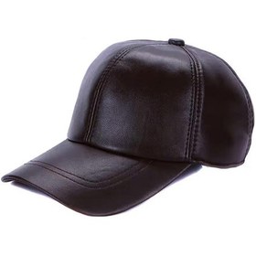 Resim Beyzbol Kep Hakiki Deri Şapka Bordo Renk Bordo 