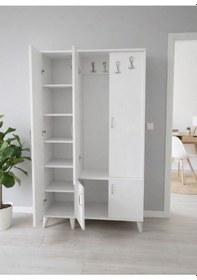 Resim Zerkaconcept Belin 3 Kapaklı Portmanto Vestiyer Ayakkabılık Dolap Byz - M2 Beyaz 