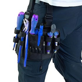 Resim Dayanıklı İnşaat | Çok Fonksiyonlu Elektrikçi Bacak Aracı Çantası - Çoklu Cep, Kalın Tuval, Taşınabilir Ahşap İşleme Tornavida Düzenleyici, Siyah, Ev ve Profesyonel Kullanım İçin 