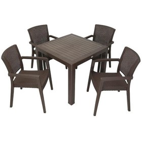 Resim Depootoptan Mandella Elit Rattan 90 x 90 CM Zeus Koltuk Masa Takımı Kahverengi 