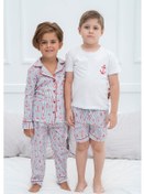 Resim For You Kids 4 Lü Kırmızı Biyeli Çapa Desen Pijama Takımı Diğer