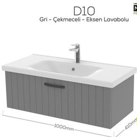 Resim Creavit D10 Eksen Lavabo Dolabı Çekmeceli 100 Cm Gri Lake Beyaz 