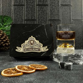 Resim Vintage Tasarımlı Çiftlere Özel Taşlı Viski Kadehi Seti 