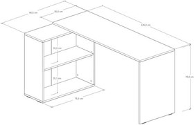 Resim L Çalışma Masası Bilgisayar Masası Dolaplı Kitaplıklı Meşe Sol Yön 